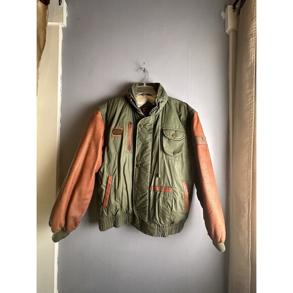 Vintage Brown Leather Flight Aviator Jacket Medium Fox Run Convoy Top Gun - Picture 1 of 14